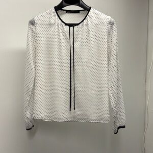 WHBM White Polka Dot Blouse size M